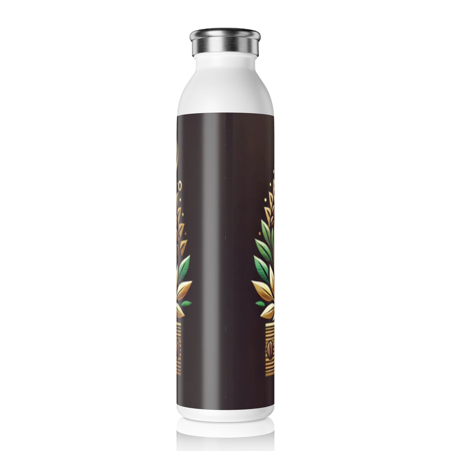 Slim Water Bottle - Artisan Coffee Design - Eco-Friendly and Stylish Hydration